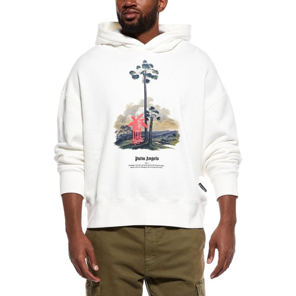 Palm Angels Mens  Hooded Sweatshirt, White